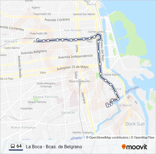 64 Colectivo Line Map
