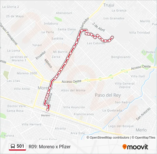 501 Colectivo Line Map