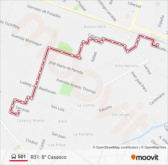 501 Colectivo Line Map