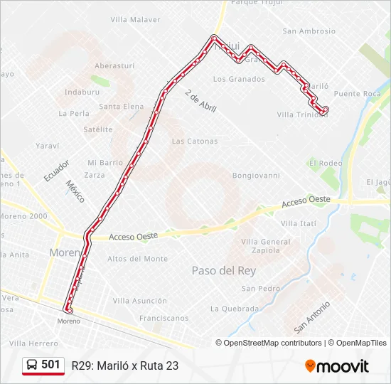 501 Colectivo Line Map