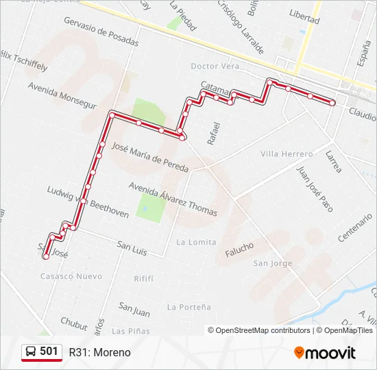 501 Colectivo Line Map
