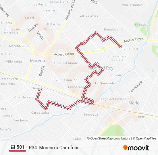501 Colectivo Line Map