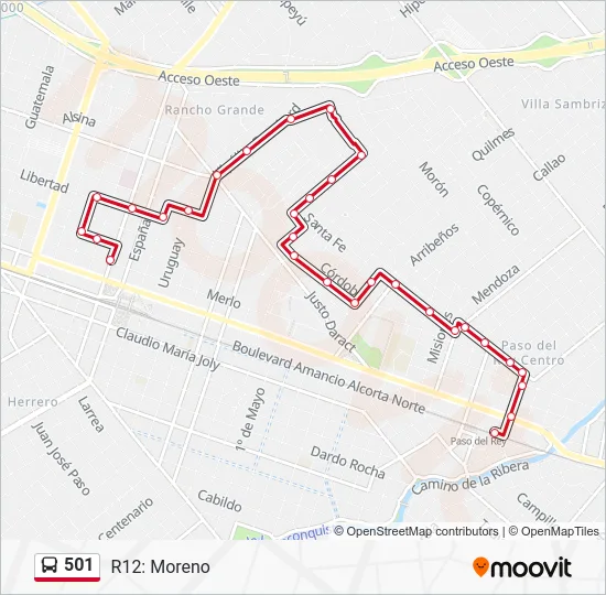 501 Colectivo Line Map