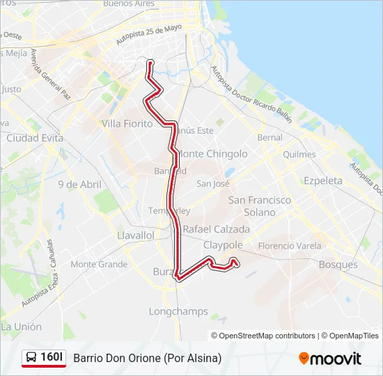 160I Colectivo Line Map