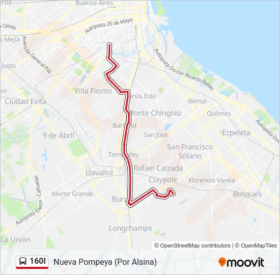 160I Colectivo Line Map