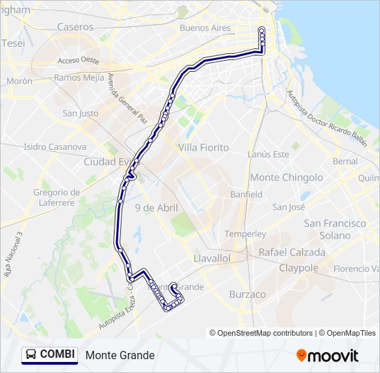 COMBI Colectivo Line Map