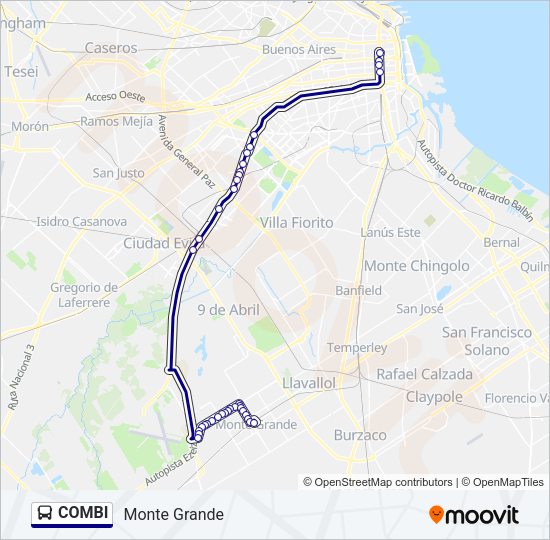 Mapa de COMBI de Colectivo