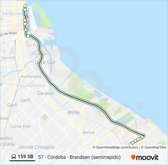 159 SB Colectivo Line Map