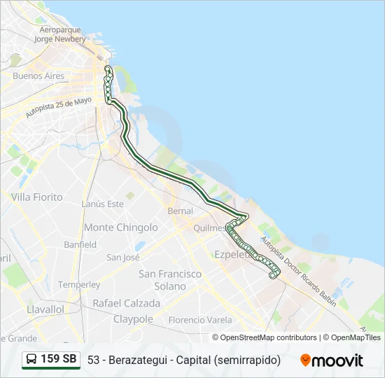 159 SB Colectivo Line Map