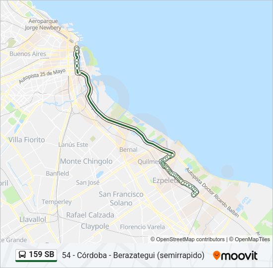 Mapa de 159 SB de Colectivo
