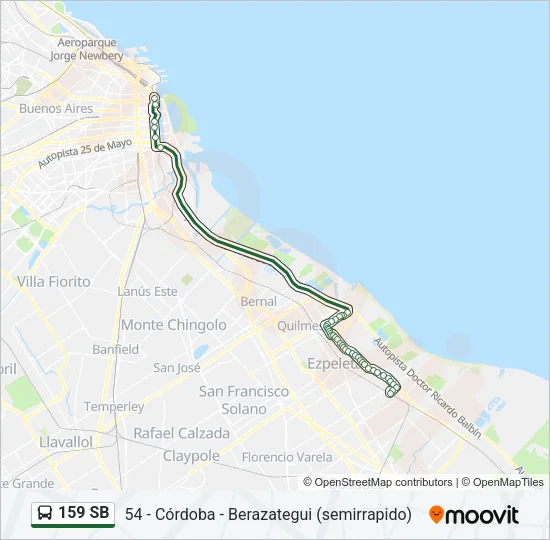 159 SB Colectivo Line Map
