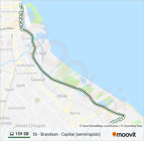159 SB Colectivo Line Map