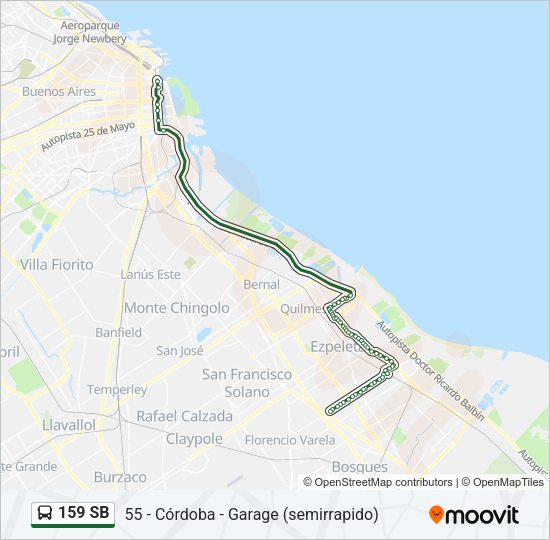 Mapa de 159 SB de Colectivo