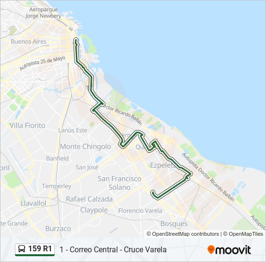 159 R1 colectivo Line Map