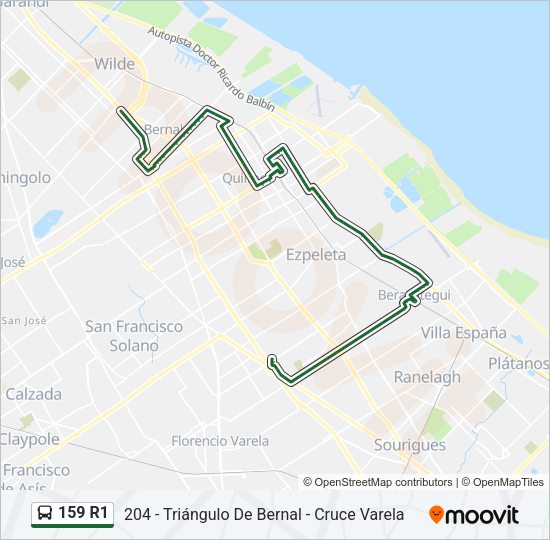 Mapa de 159 R1 de Colectivo