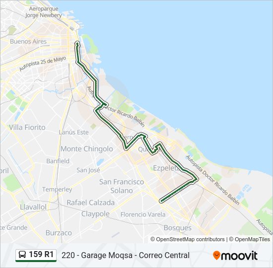159 R1 Colectivo Line Map