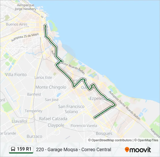 159 R1 Colectivo Line Map