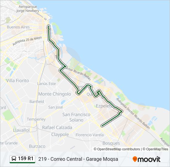 159 R1 Colectivo Line Map