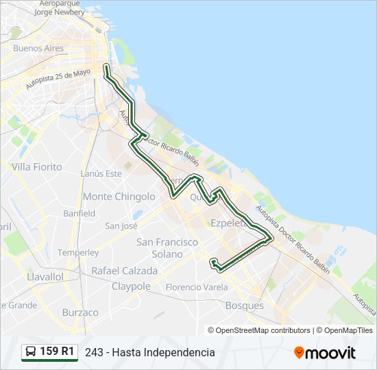 159 R1 Colectivo Line Map