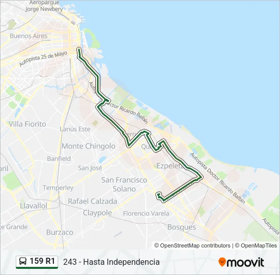 159 R1 Colectivo Line Map