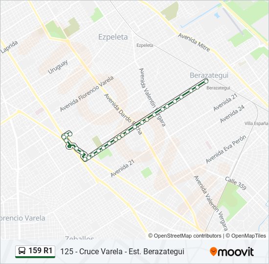 Mapa de 159 R1 de colectivo