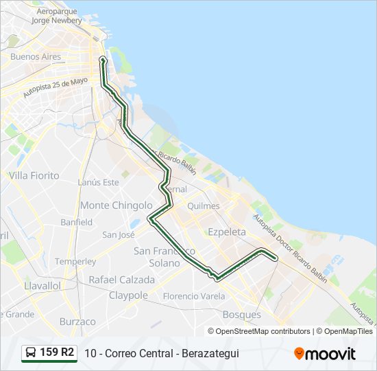 159 R2 colectivo Line Map