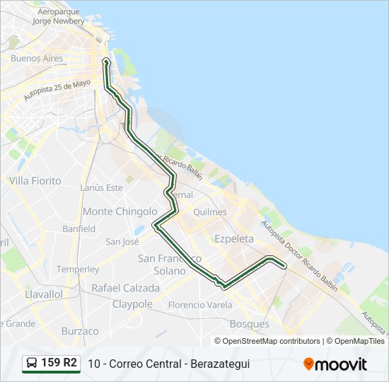 159 R2 Colectivo Line Map