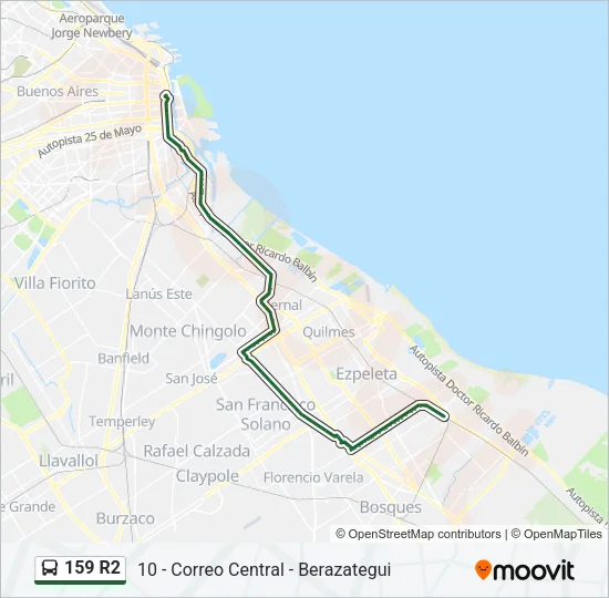 159 R2 Colectivo Line Map