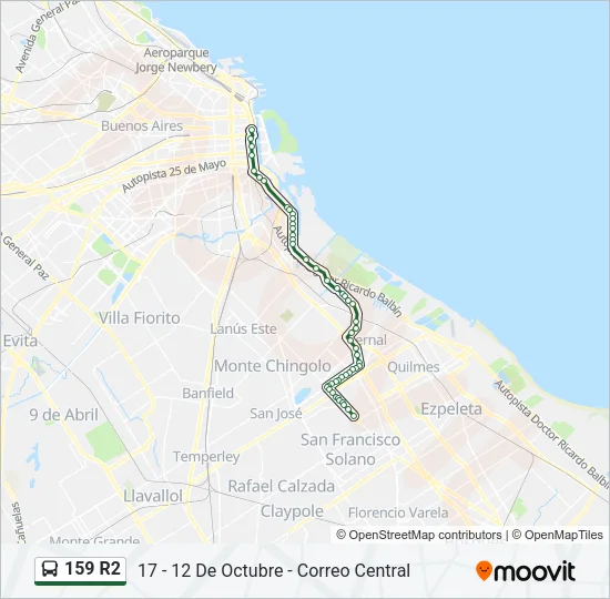 159 R2 Colectivo Line Map