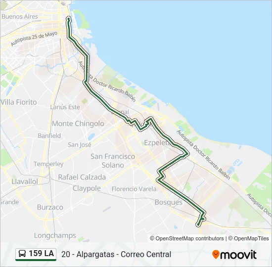 159 LA Colectivo Line Map