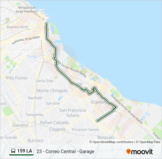 159 LA Colectivo Line Map