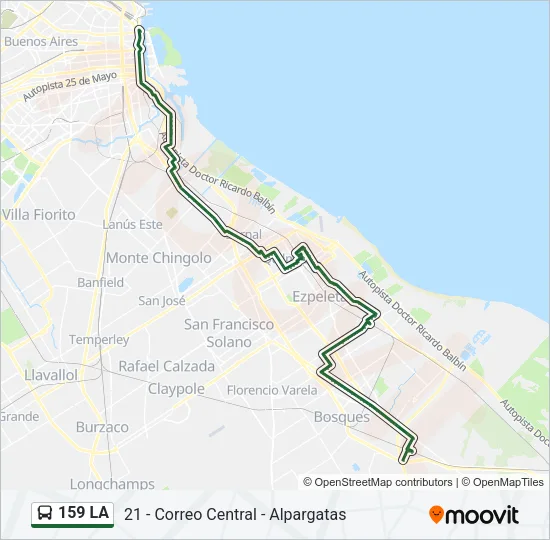 159 LA Colectivo Line Map