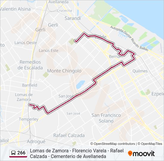 Mapa de 266 de Colectivo