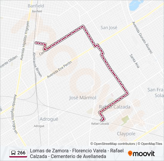 Mapa de 266 de Colectivo