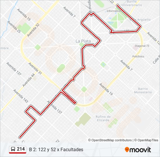 Mapa de 214 de Colectivo