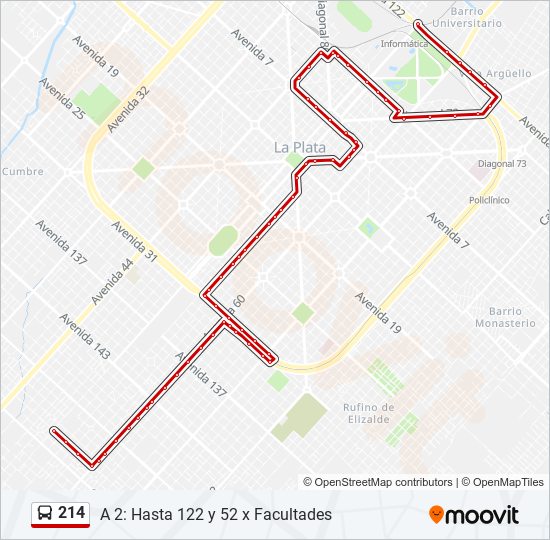 Mapa de 214 de Colectivo