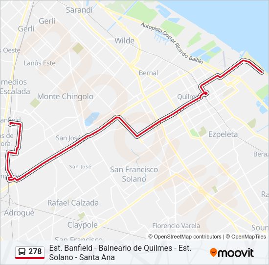 Mapa de 278 de Colectivo