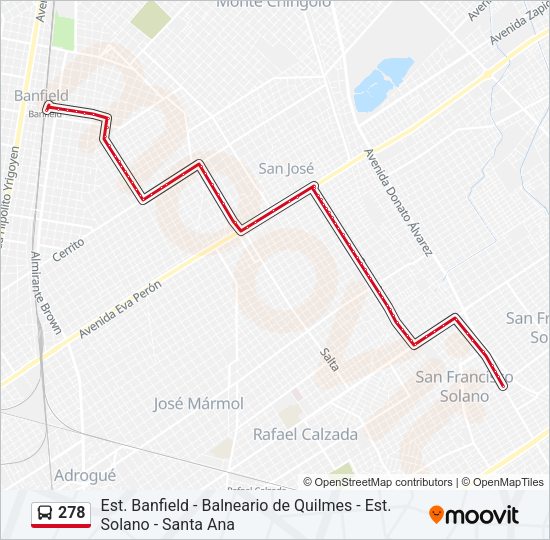 Mapa de 278 de Colectivo