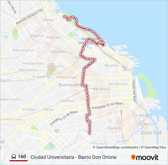 160 Colectivo Line Map