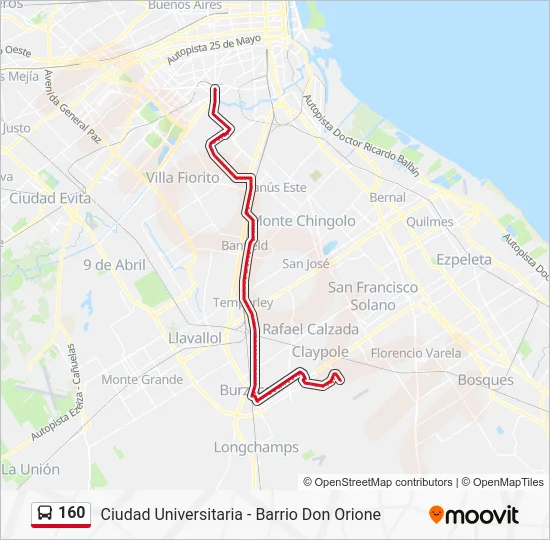 160 Colectivo Line Map