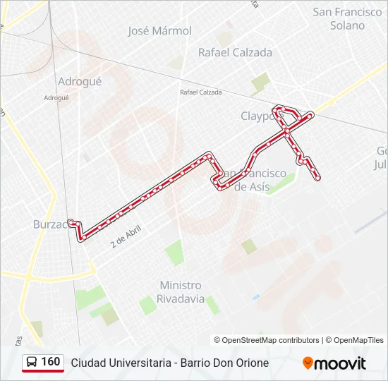 160 Colectivo Line Map