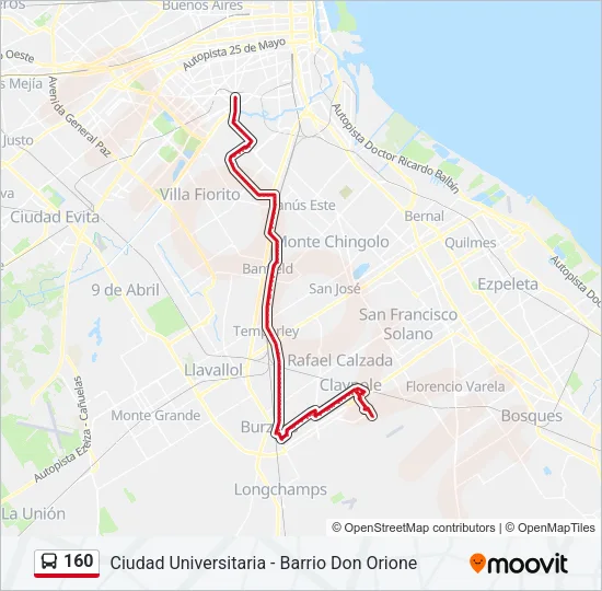 160 Colectivo Line Map