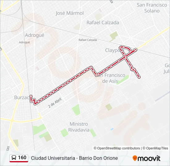 160 Colectivo Line Map