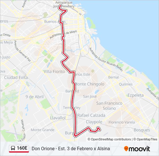 Mapa de 160E de Colectivo