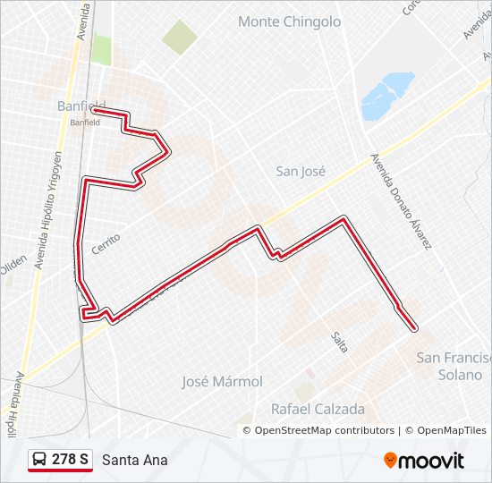 Mapa de 278 S de Colectivo