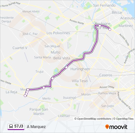 57J3 Colectivo Line Map