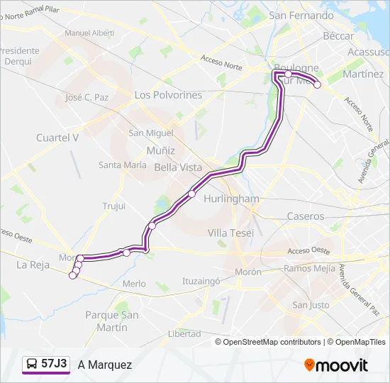 57J3 Colectivo Line Map