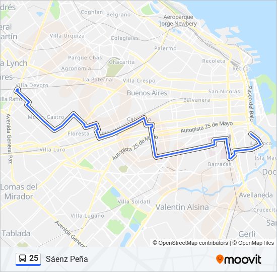 25 Colectivo Line Map