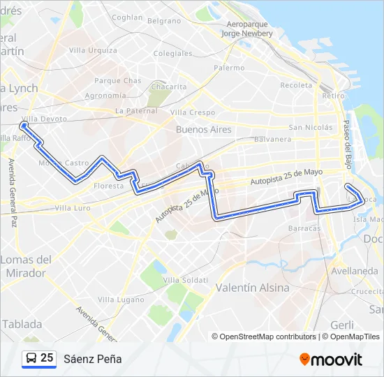 25 Colectivo Line Map