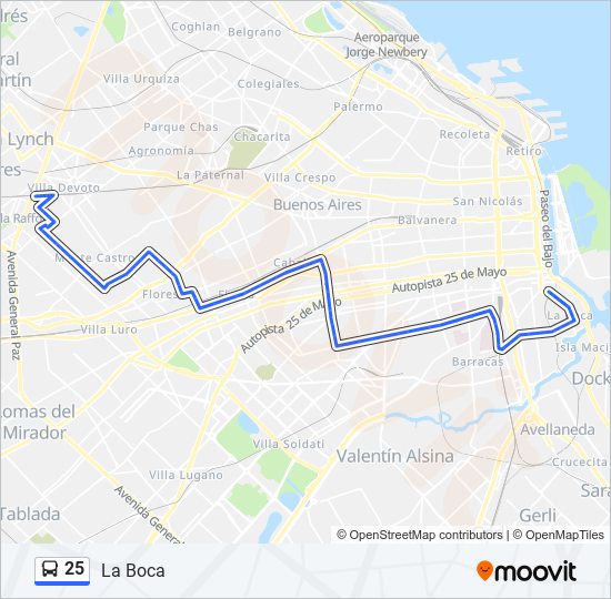 25 Colectivo Line Map